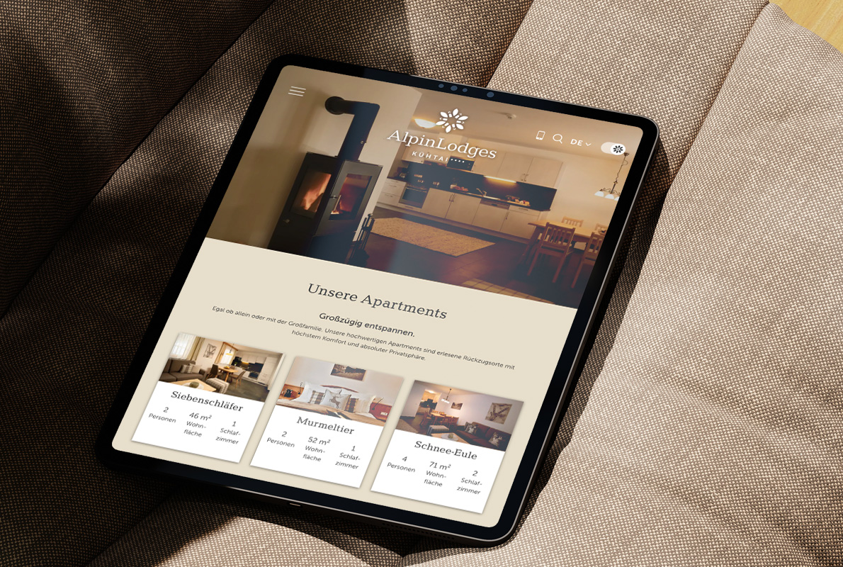 Alpinlodges Website Tablet
